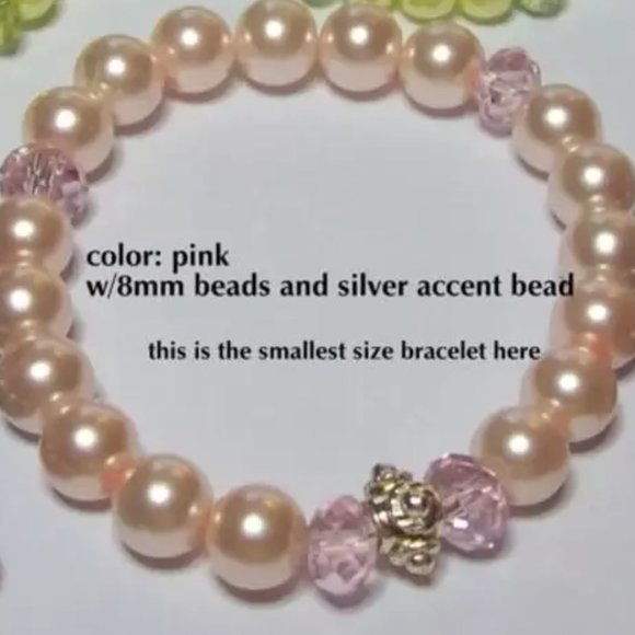 Faux Pearl Bracelet on stretchy cord with sparkly crystals  - Choice! - Picture 4 of 6